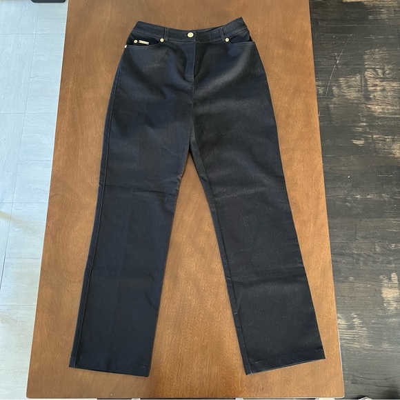 Women’s Vintage St. John Sport Black Denim 2 Piece Suit Jacket Trouser Pants 2 P - Picture 7 of 14